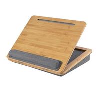 SANJIMO Lap Desk with Cushion Bamboo Laptop Stand with Tablet Phone Holder (16.5"x13.4" Height-Adjustable)