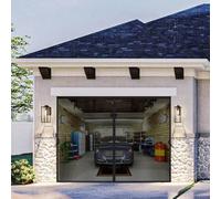SANJINFON Magnetic Garage Door Screen Kit 18FT ~21FT (W) - Retractable Mesh Net Screen Door with Fiberglass Mesh for 2 or 3 Car Garage, Blocks Bugs & Provides Privacy (Black, 20x10ft)