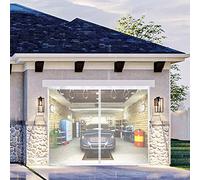 SANJINFON Magnetic Garage Door Screen Kit 6FT ~12FT (W) - Retractable White Mesh Net Screen Door with Fiberglass Mesh for 1 Car Garage, Blocks Bugs & Provides Privacy (White, 9x9ft)