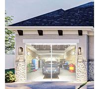 SANJINFON Magnetic Garage Door Screen Kit 6FT ~12FT (W) - Retractable White Mesh Net Screen Door with Fiberglass Mesh for 1 Car Garage, Blocks Bugs & Provides Privacy (White, 8x8ft)