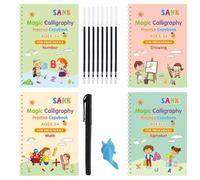 Sank Magic Practice Copybook for Kids English Handwriting Book Kindergarten Learning Tool with Groove Design Standard Writing Format Interesting Patterns Safe Thick Paper Sinking Included