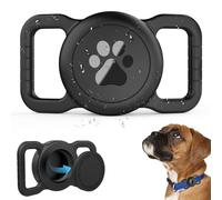 SANKALA Airtag Dog Collar Holder, [1 Pack] Waterproof Dog Airtag Holder, Silicone Full Body Covered Anti-Lost Protective Apple Air Tag Holder for Pet Collar - Fits All Width Collars, Black