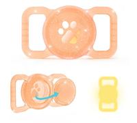 SANKALA Luminous Waterproof Airtag Dog Collar Holder, Orange Glitter | 1 Pack, Silicone Full Body Covered, Anti-Lost Protective, Fits All Width Collars, for Apple Airtag 1st and 2nd Gen
