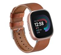 Sankel Compatible for Fitbit Versa 4/3/Sense 2/Sense Bands Leather,Women Men Genuine Leather Sport Versa 4/3 Replacement Strap Adjustable Wristbands Band for Fitbit Versa 4/3/Sense 2/Sense (Brown)