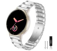 Sankel Compatible for Garmin Vivoactive 6/Vivoactive 5/3/3 Music Band, Women 20mm Resin Stainless Steel Strap Wristband for Venu Sq 2/Venu 2 Plus/Approach S50/Forerunner 158/165/245/570 42mm (Silver)