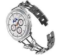 Sankel Compatible for Samsung Galaxy Watch 8 40mm 44mm/8 Classic 46mm Bands 2025, Women Metal Replacement Chain Bling Jewelry Bracelet Rhinestone Strap Wristband for Galaxy Watch 8/8 Classic (Black)