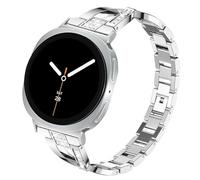 Sankel Compatible for Samsung Galaxy Watch 8 40mm 44mm/8 Classic 46mm Bands, Women Metal Replacement Bling Jewelry Bracelet Rhinestone Strap Wristband for Galaxy Watch 8/8 Classic (Silver)