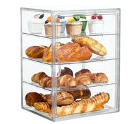 SANKEU Pastry Display Case,Bread Box for Kitchen Countertop,4 Layers Adjustable Clear Bread Storage with Magnetic Door Bakery Pastry Display15.5x11.4x9.8inch?1 Pack