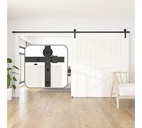 SANKEYTEW 396cm/13ft Sliding Door Kit,Single Wood Barn Door Sliding Kit,Heavy Duty Sliding Barn Door Kit,Black Sliding Door Track