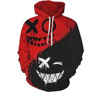 SANKILL Graphic Hoodies for Men Funny Novelty Pullover Sweatshirt Xmas Gifts Black red Anime Hoodie Cool Designs Rapper, Y60 Xx Grin, L-XL