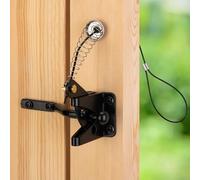 SANKINS 2 Pcs Self-Locking Gate Latch with Spring Cable Pull for Wooden Fence Gate Heavy Duty, Post Mount Automatic Gravity Lever Gate Fence Door Latches for Wooden Fence Secure Pool Shed, Black