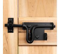 SANKINS Slide Bolt Gate Latch for Wooden Fence, Heavy Duty Black Sliding Bolt Gate Lock Latch Hardware with Padlock Hole, Door Gate Latch for Wooden Gate Vinyl Fence Barn Shed, 1 Pack