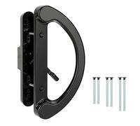 SANKINS Sliding Patio Door Handle Pull Set, Black Diecast Non-Keyed Gate Handle Set for Mortise Lock Style Glass Door, Replacement Handle for Sliding Glass Door Fits 3-15/16” Hole Spacing