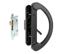 SANKINS Sliding Patio Door Handle Pull Set with Mortise Lock, Full Replacement Black Diecast Non-Keyed Gate Handle Set for Sliding Glass Door, Fits 3-15/16” Hole Spacing