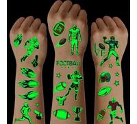 SanKristo 10 Sheets Luminous Temporary Tattoos for Kids Waterproof Rugby Soccer Tattoo Stickers Set Girls Boys Glow In The Dark Birthday Gift for Children Party