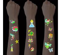 SanKristo 15 Sheets Luminous Temporary Tattoos for Kids Waterproof Cartoon Mermaids Fairy Princesses Tattoo Stickers Set Girls Boys Glow In The Dark Birthday Gift for Children Party