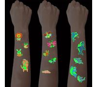 SanKristo 15 Sheets Luminous Temporary Tattoos for Kids Waterproof Cartoon Sharks Animal Insects Tattoo Stickers Set Girls Boys Glow In The Dark Birthday Gift for Children Party