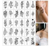 SanKristo 30 PCS Temporary Tattoos for Women Man 3D Colorful Rose Flower Words Tattoos Stickers for Hand Arm Legs Fake Waterproof Adults Tattoo Sticker