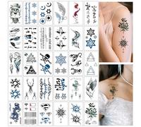 SanKristo 30 PCS Temporary Tattoos for Women Man 3D Colorful Skeletons Ghosts Totem Words Tattoos Stickers for Hand Arm Legs Fake Waterproof Adults Tattoo Sticker