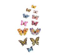 SanKristo 3D Butterfly Wall Stickers 12 PCS, Glow in The Dark Double Layer Butterfly Magnetic with Adhesive, Colourful Art Wall Decorations Crafts Room Accessories Fridge Stickers Butterflies Decor