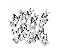 SanKristo 3D Butterfly Wall Stickers 24 PCS, Translucent Butterfly Realistic Art Wall Decorations Crafts Room Accessories, 3 Sizes Butterflies Decor Decals