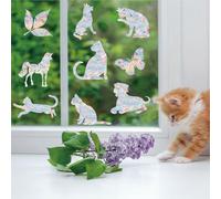 SanKristo 3D Suncatcher Rainbow Window Film, Self-adhesive Decorative Animal and Leaf Pattern Window Prism Sticker, Reusable Static Clings Rainbow Effect Anti UV Vinyl Film for Home, 5 Style