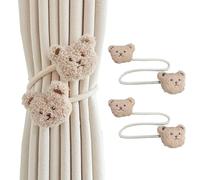SanKristo Curtain Tiebacks 2 Pieces, Twist for Fun Curtain Tie No Punching Adjustable Length with Cute Curly Bear Decoration, Woven Rope with Metal Wire Inside, Strong Durable Curtain Tie-Backs