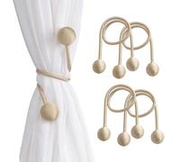 SanKristo Curtain Tiebacks 4 Pieces, Twist for Fun Curtain Tie No Punching Adjustable Length with Ball Decoration, Woven Rope with Metal Wire Inside, Strong Durable Curtain Ties Tie-Backs Accessories