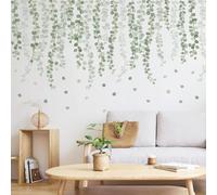 SanKristo Greenery Leafy Branch Wall Sticker, Hanging Green Vine Wall Decals Self Adhesive Plants Leaf Leaves Birds Window Wallpaper, Wall Mural Bedroom Living Room Office Sofa TV Background
