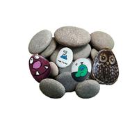 SanKristo Large Painting Pebble, 1kg Smooth Stones for Painting, Natural Smooth Rock for Arts and Crafts, Flat River Pebbles for DIY Kindness Painting Decorations, 10 PCS 3-5cm+15 PCS 1-3cm