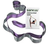 Sankuu Yoga Strap 12 Loops Stretch Non Elastic Physiotherapy Pilates Dance Gymnastics Strap with Carry Bag Purple