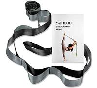 SANKUU Yoga Strap,Yoga Stretching Band with 12 Loops Non Elastic Stretch Band for Physical Therapy, Pilates, Dance and Gymnastics with Carry Bag, Black