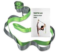 SANKUU Yoga Straps Stretching Strap with 12 Loops Workout Poster, Straps for Stretching Physical Therapy Equipment Long Stretch Out Bands for Exercise, Pilates and Gymnastics for Women Men