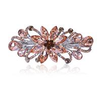 Sankuwen Flower Luxury Jewelry Design Hairpin Rhinestone Hair Barrette Clip,Also Perfect Mother's Day Gifts for Mom(Orange)