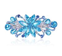 Sankuwen Flower Luxury Jewelry Design Hairpin Rhinestone Hair Barrette Clip,Also Perfect Mother's Day Gifts for Mom (Sky Blue)