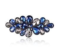 Sankuwen Flower Luxury Jewelry Design Hairpin Rhinestone Hair Barrette Clip,Also Perfect Mother's Day Gifts for Mom(Style B,Dark Blue)