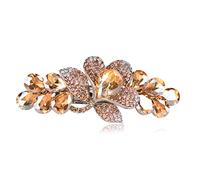 Sankuwen Flower Luxury Jewelry Design Hairpin Rhinestone Hair Barrette Clip(Style C,Champagne)