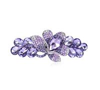 Sankuwen Flower Luxury Jewelry Design Hairpin Rhinestone Hair Barrette Clip(Style C,Purple)