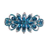 Sankuwen Flower Rhinestone Hairpin Luxury Jewelry Designed Hair Accessory French Barrette Hair Clip (Blue)