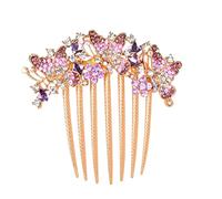 Sankuwen Women Rhinestone Inlaid Butterfly Hair Comb Hairpin Barrette Accessory (Style-B,Purple)
