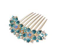 Sankuwen Women Rhinestone Inlaid Flower Hair Comb Hairpin Barrette Accessory,Also Perfect Mother's Day Gifts for Mom (Blue)