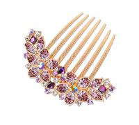 Sankuwen Women Rhinestone Inlaid Flower Hair Comb Hairpin Barrette Accessory,Also Perfect Mother's Day Gifts for Mom (Purple)