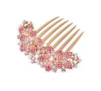 Sankuwen Women Rhinestone Inlaid Flower Hair Comb Hairpin Barrette Accessory,Also Perfect Mother's Day Gifts for Mom (Pink)