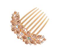 Sankuwen Women Rhinestone Inlaid Flower Hair Comb Hairpin Barrette Accessory,Also Perfect Mother's Day Gifts for Mom (Champagne)