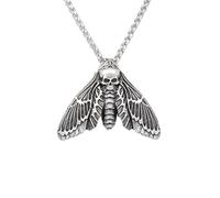 SanLan Death Head Moth Pendant Necklace Wicca Jewelry Goth Moth And The Moon, Zinc, No Gemstone