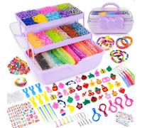 Sanlebi 15000+ Pcs Loom Band Kit - 32 Colors DIY Rubber Loom Bands, Charm Bracelet Making Kits with Craft Storage Box for Girls Boys