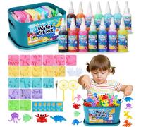 Sanlebi Aqua Fairy Water Gel Kit DIY Toys, 46 PCS Magic Toy Kit, Aqua Gelz Kits for Kids, 20 Molds & 14 Gels, Educational Gift for Boys Gifts Ages 4 5 6 7 8