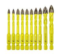 SANLEETEK Masonry Carbide Drill Bits Set - 10pcs 5MM*2+6MM*4+8MM*2+10MM+12MM Tungsten Carbide Tip with Quick Change Hex Shank for Wood Plastic Masonry Ceramic Tile Concrete