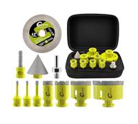 SANLEETEK Tile Hole Saw Kit - Diamond Core Drill Bits Set 11pcs (6/6/8/25/35/50/68mm+10mm Finger Bit+50mm Beveling Chamfer Bit+115mm Diamond Blade+Adapter) for Porcelain Tile Ceramic Marble M14 Thread