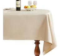 SANLEHAUSE Rectangular Linen Tablecloth, 155 x 350 cm, Beige, for Kitchens, Dining Tables, Living Rooms and Outdoor